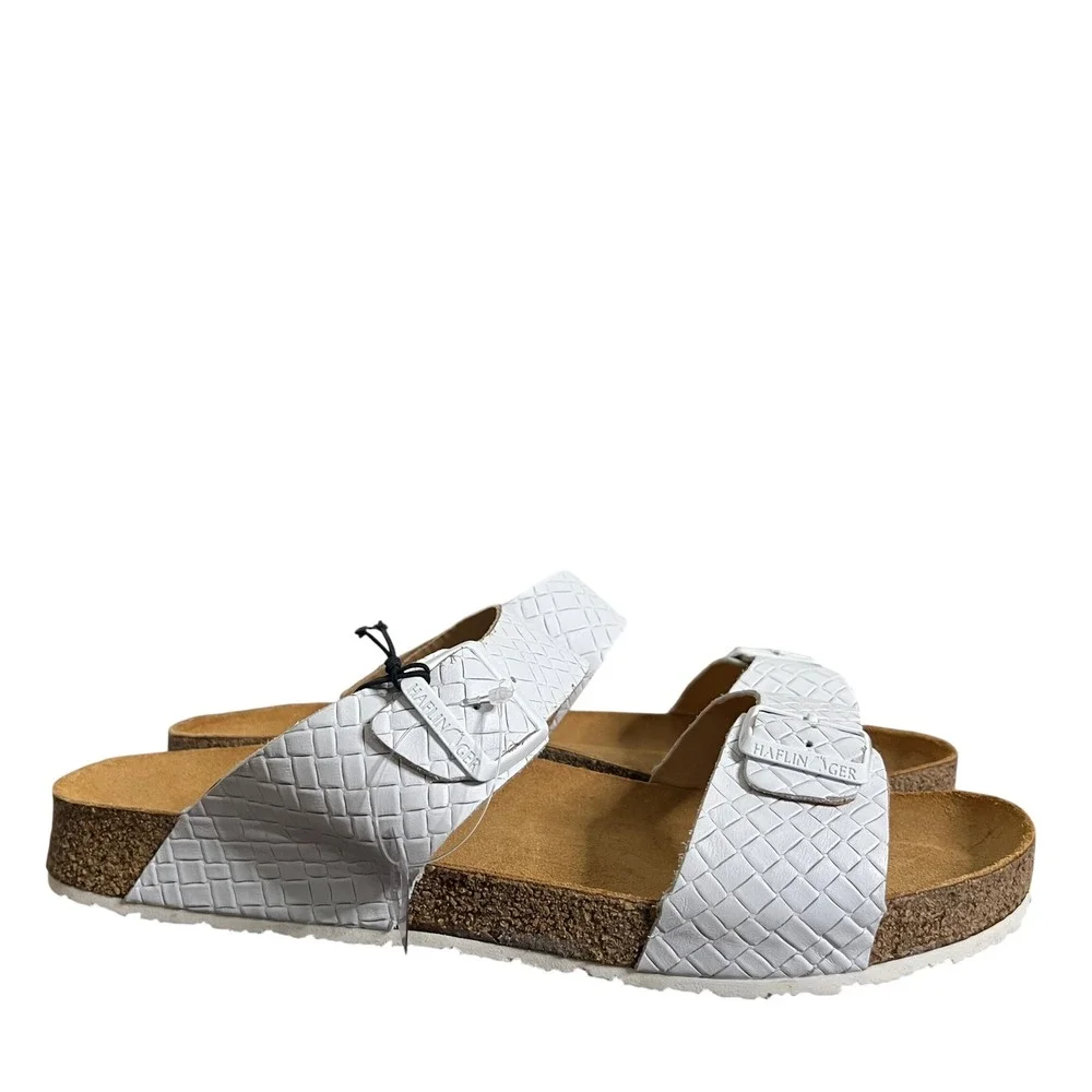 New Haflinger Men Bio Andrea Sandals White Intreccio Leather size EU 47‎ Comfort